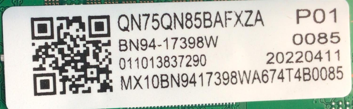 MAIN PARA SMART TV SAMSUNG 4K RESOLUCION (3840 X 2160) / NUMERO DE PARTE BN94-17398W / BN41-03014A / BN9417398W / 17398W / BN97-19202D / PANEL CY-TB075FLEV2H / DISPLAY HV750QUB-S7B / MODELO QN75QN85BAFXZA BA01 - Imagen 4